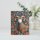 Elegante grote hoorn schapen William Morris geïnsp Briefkaart (Staand voorkant)