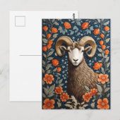 Elegante grote hoorn schapen William Morris geïnsp Briefkaart (Voorkant / Achterkant)