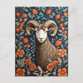 Elegante grote hoorn schapen William Morris geïnsp Briefkaart