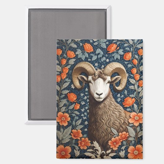 Elegante grote hoorn schapen William Morris geïnsp Magneet (Voorkant / Achterkant)