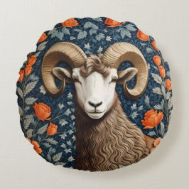 Elegante grote hoorn schapen William Morris geïnsp Rond Kussen