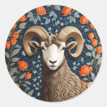 Elegante grote hoorn schapen William Morris geïnsp