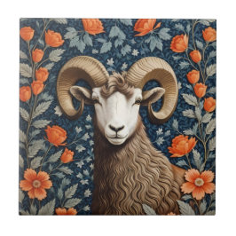Elegante grote hoorn schapen William Morris geïnsp Tegeltje