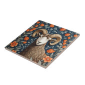 Elegante grote hoorn schapen William Morris geïnsp Tegeltje (Zijkant)