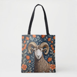 Elegante Grote Hoornschaap William Morris Geïnspir Tote Bag