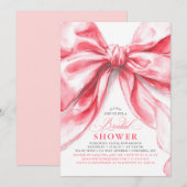 Elegante grote roze strik bruidsfeest uitnodiging (Voorkant / Achterkant)