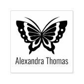 Elegante Grote Vlinder Naam Monogram Zelfinktende Stempel (Design)