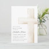 Elegante grote witte kruis doop uitnodiging (Staand voorkant)