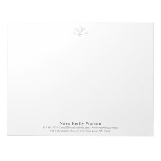 Elegante grote yogaleraar Grijze Lotusbloem Notitieblok (Voorkant)