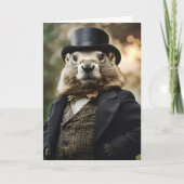 Elegante Groundhog Gentleman Funny Feestdagen Kaart (Voorkant)