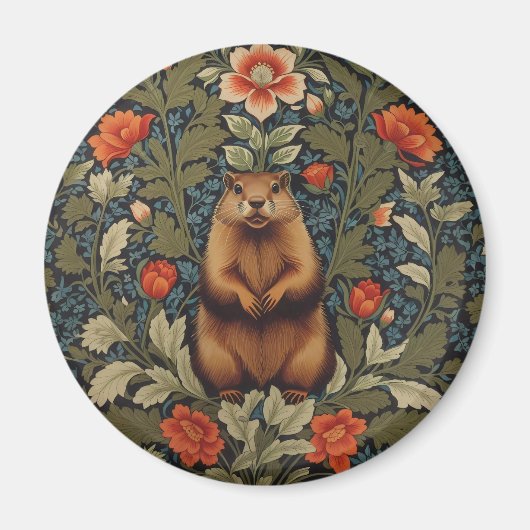 Elegante Groundhog William Morris Geïnspireerd Magneet (Voorkant)