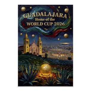 Elegante Guadalajara Voetbal Kunst 2026 Stadion Perfect Poster