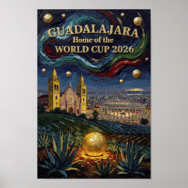 Elegante Guadalajara Voetbal Kunst 2026 Stadion Poster