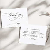  Elegante guión caligráfico Boda blanco y negro Bedankkaart