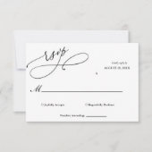 Elegante guión negro y blanco Boda simple RSVP Kaartje (Voorkant)