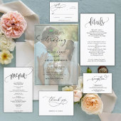 Elegante guión negro y blanco Boda simple RSVP Kaartje