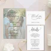 Elegante guión negro y blanco Boda simple RSVP Kaartje