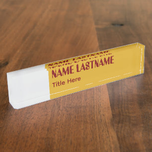 Elegante Guldenroede & Maroon aangepaste naam Naambordje