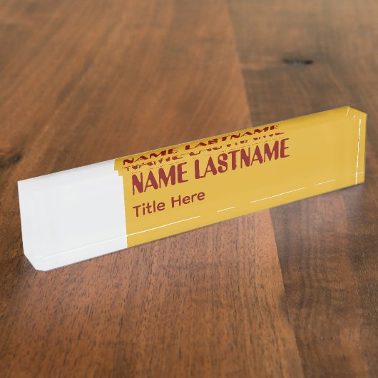 Elegante Guldenroede & Maroon aangepaste naam Naambordje (Zijkant)