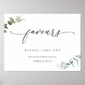 Elegante gunsten Eucalyptus groen bruiloft teken Poster (Voorkant)