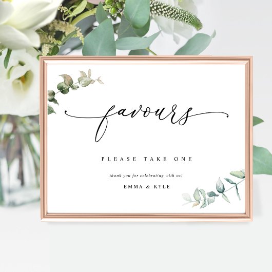 Elegante gunsten Eucalyptus groen bruiloft teken Poster