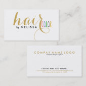 Elegante haarkleur Gouden Glitter Tekst Ontwerp Visitekaartje (Voorkant / Achterkant)