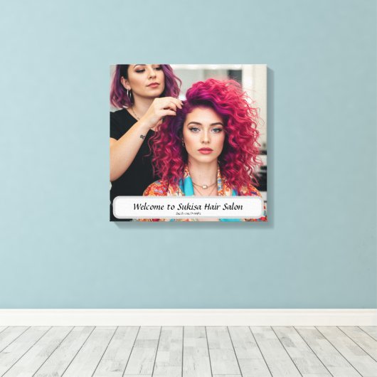 Elegante Haarsalon Aangepaste Naam Canvas Print (Insitu (Houten vloer))