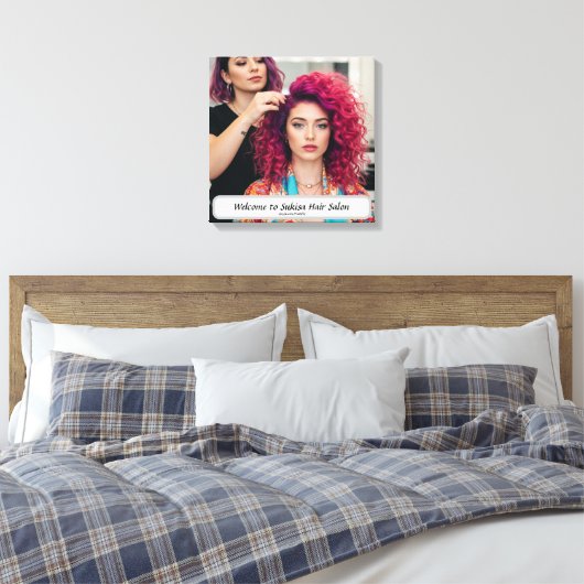 Elegante Haarsalon Aangepaste Naam Canvas Print (Insitu (Slaapkamer))