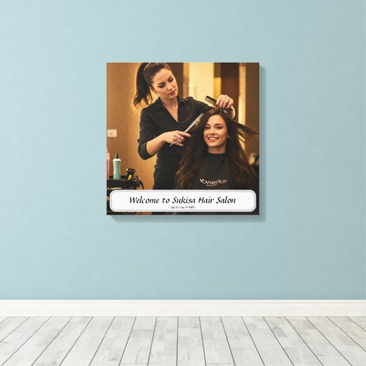 Elegante Haarsalon Aangepaste Naam Canvas Print (Insitu (Houten vloer))