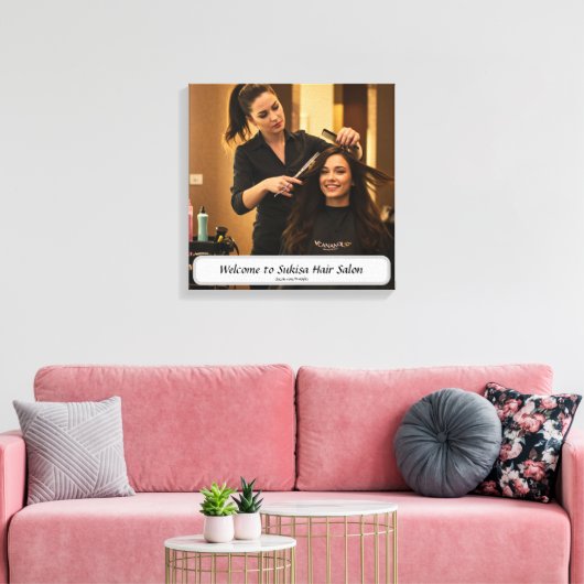 Elegante Haarsalon Aangepaste Naam Canvas Print (Insitu (Woonkamer))