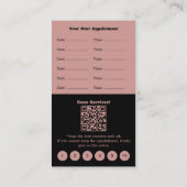 Elegante Haarsalon Zwart & Roze Loyaliteit & Afsprakenkaartje (Achterkant)