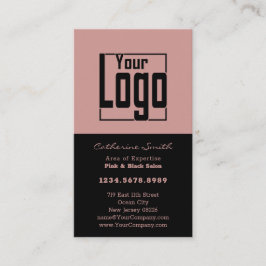 Elegante Haarsalon Zwart & Roze Loyaliteit & Afsprakenkaartje