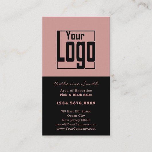 Elegante Haarsalon Zwart & Roze Loyaliteit & Afsprakenkaartje (Voorkant)
