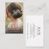 Elegante haarstylist haarfoto visitekaartje (Voorkant / Achterkant)