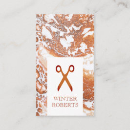 Elegante haarstylist koraal wit marmer visitekaartje