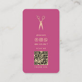 Elegante haarstylist roze gouden schaar kapper visitekaartje (Achterkant)