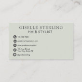 Elegante haarstylist Sage Green Modern Script Visitekaartje (Achterkant)