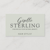 Elegante haarstylist Sage Green Modern Script Visitekaartje (Voorkant)
