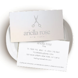 Elegante Haarstylist schaar lichtgevende gradiënt Visitekaartje
