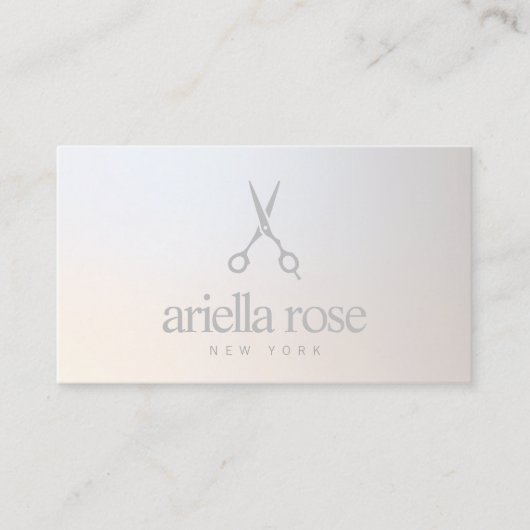 Elegante Haarstylist schaar lichtgevende gradiënt Visitekaartje (Voorkant)