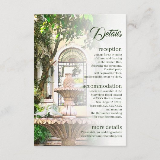 Elegante hacienda en witte duiven Mexicaanse bruil Informatiekaartje (Voorkant)