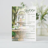 Elegante Hacienda en witte duiven Mexicaanse bruil RSVP Kaartje (Staand voorkant)