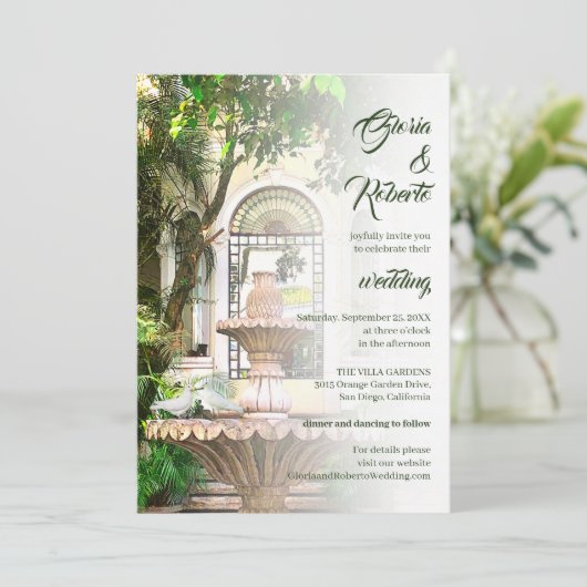 Elegante hacienda & witte duiven Mexicaanse bruilo Kaart (Staand voorkant)
