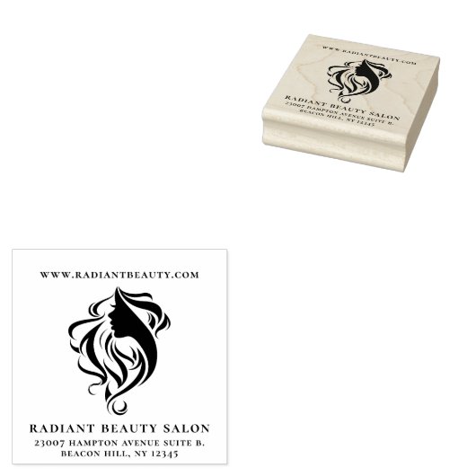 Elegante Hair Salon Logo Business Rubberstempel (Gestempeld)