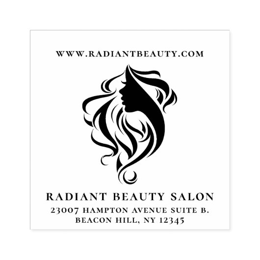 Elegante Hair Salon Logo Business Rubberstempel (Afrduk)