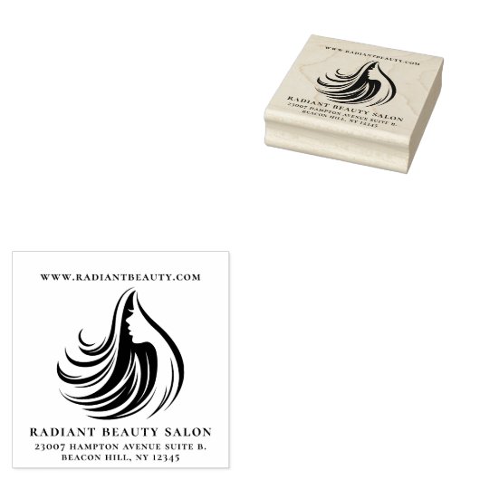Elegante Hair Salon Logo Business Rubberstempel (Gestempeld)