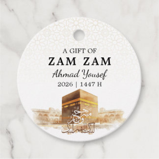 Elegante HAJJ MABRUR Zam Zam-water Bedankjes Labels
