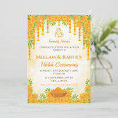 Elegante Haldi-ceremonie uitnodiging (Staand voorkant)