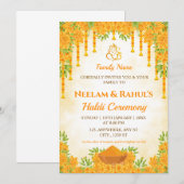 Elegante Haldi-ceremonie uitnodiging (Voorkant / Achterkant)