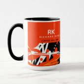 Elegante half-rode half-Abstract Mok met naam (Links)